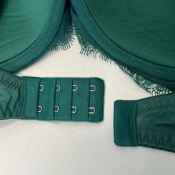 Victoria’s Secret green navy lace dream angels Demi bra velvet straps size 32DDD - Picture 8 of 12
